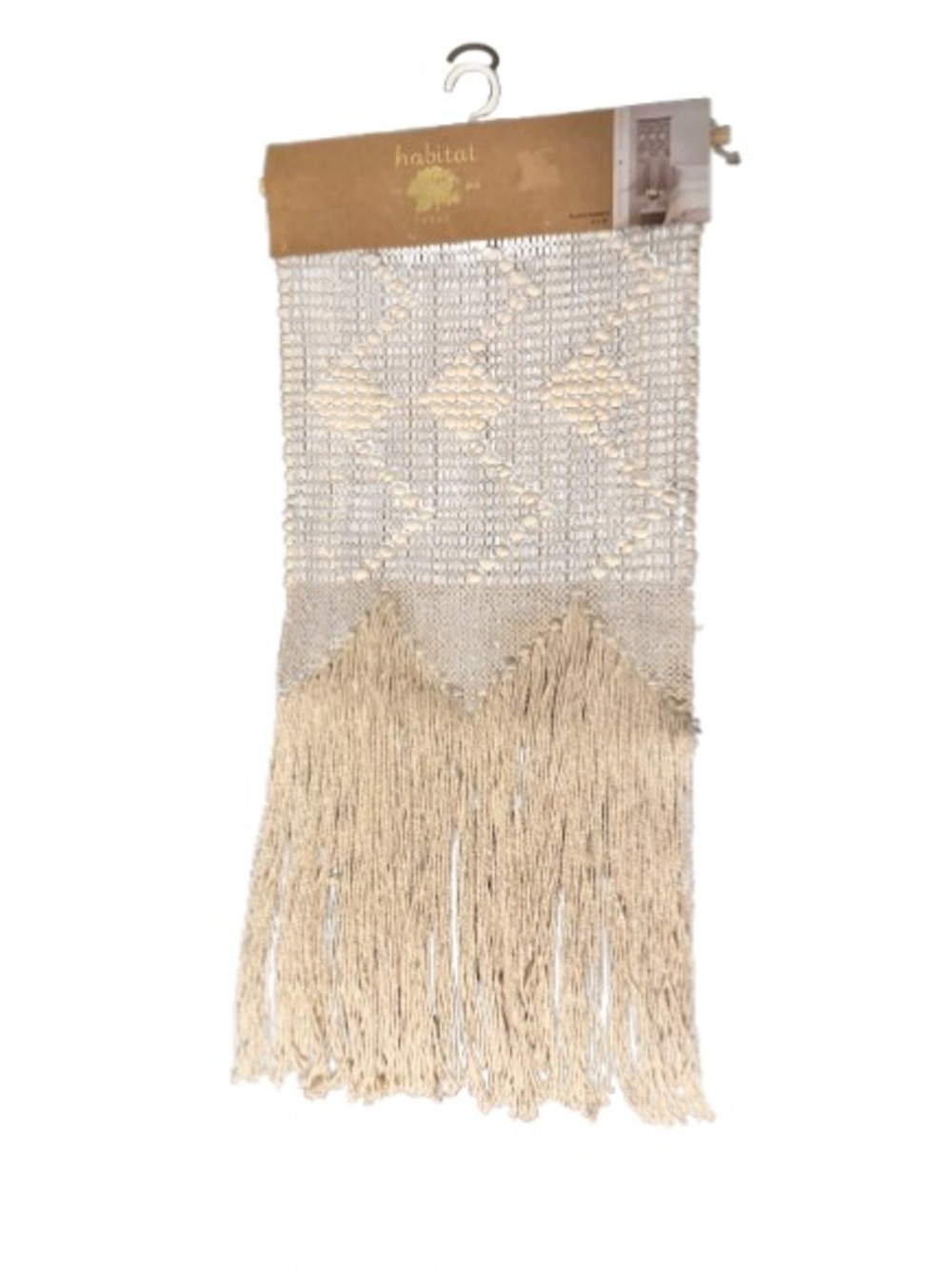 Habitat Cream and Black Macramé Wall Décor with Geometric Pattern-NWT-18x36 inch - Picture 3 of 6